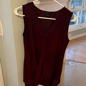 Theory Sleeveless Mix Media Blouse — Wine